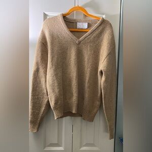 Jantzen Men's Beige V-Neck Sweater M Wool